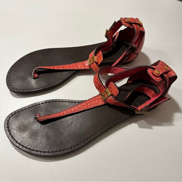 Tory Burch Red T- Strap Thong Sandals - Picture 1 of 9